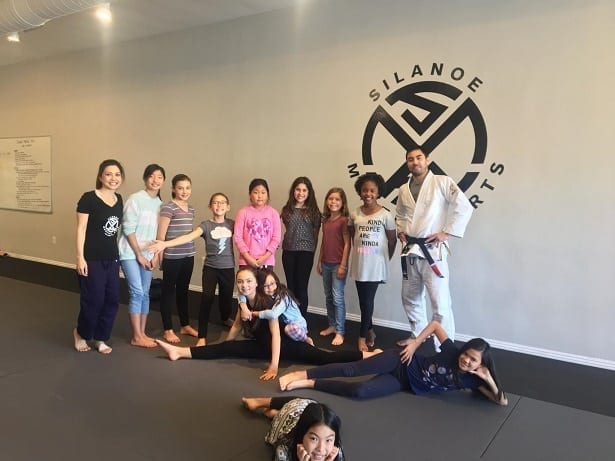 The South Pasaden Girl Scouts at the Self-Defense seminar with Professor Gino Silanoe