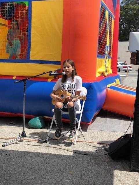 Up and coming singer Caliana Lawrence singing at the 1st year Sillanoe Martial Arts anniversary