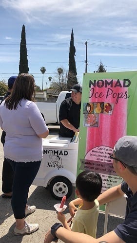 Nomad Ice Cream Pops from San Gabriel at the Silanoe Martial Arts 1 year anniversary event handing out ice cream