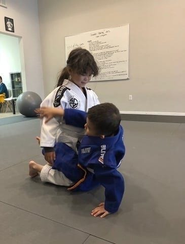 Alayna in kids 1 Jiu-Jitsu program 5 6 7 year old San Gabriel Alhambra Silanoe