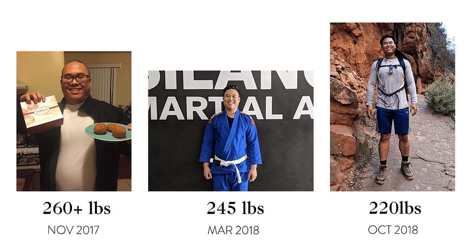 Kevin New Years Resolutions Jiu-Jitsu to lose weight before and after.