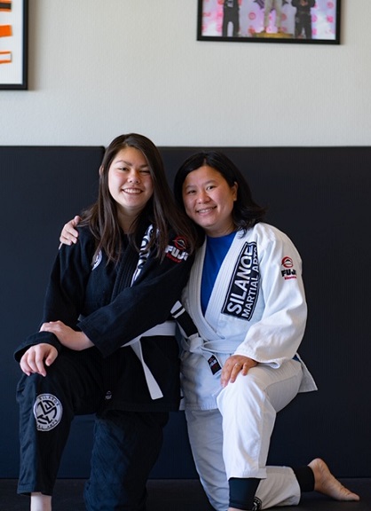 Phoung Kwan with Neigbor Jena Terriquez at the Saturday morning BJJ class