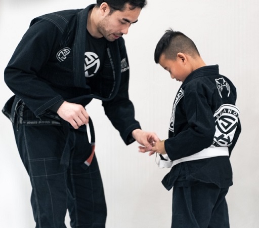 Prof Gino and Kid student Devon Jiu-Jitsu belt promotions Silanoe