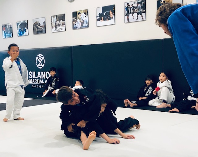 Maddy and David in our Jiu-Jitsu Kids 1 program ages 5 - 8 at Silanoe San Gabriel Alhambra